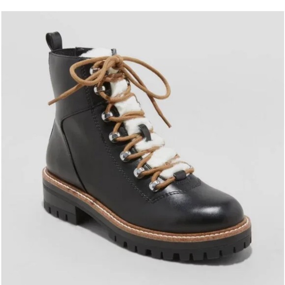 Women's Leighton Hiking Boots with Memory Foam Insole - A New Day Black - Picture 1 of 5